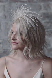 Ivory feather headband modern bridal headpiece