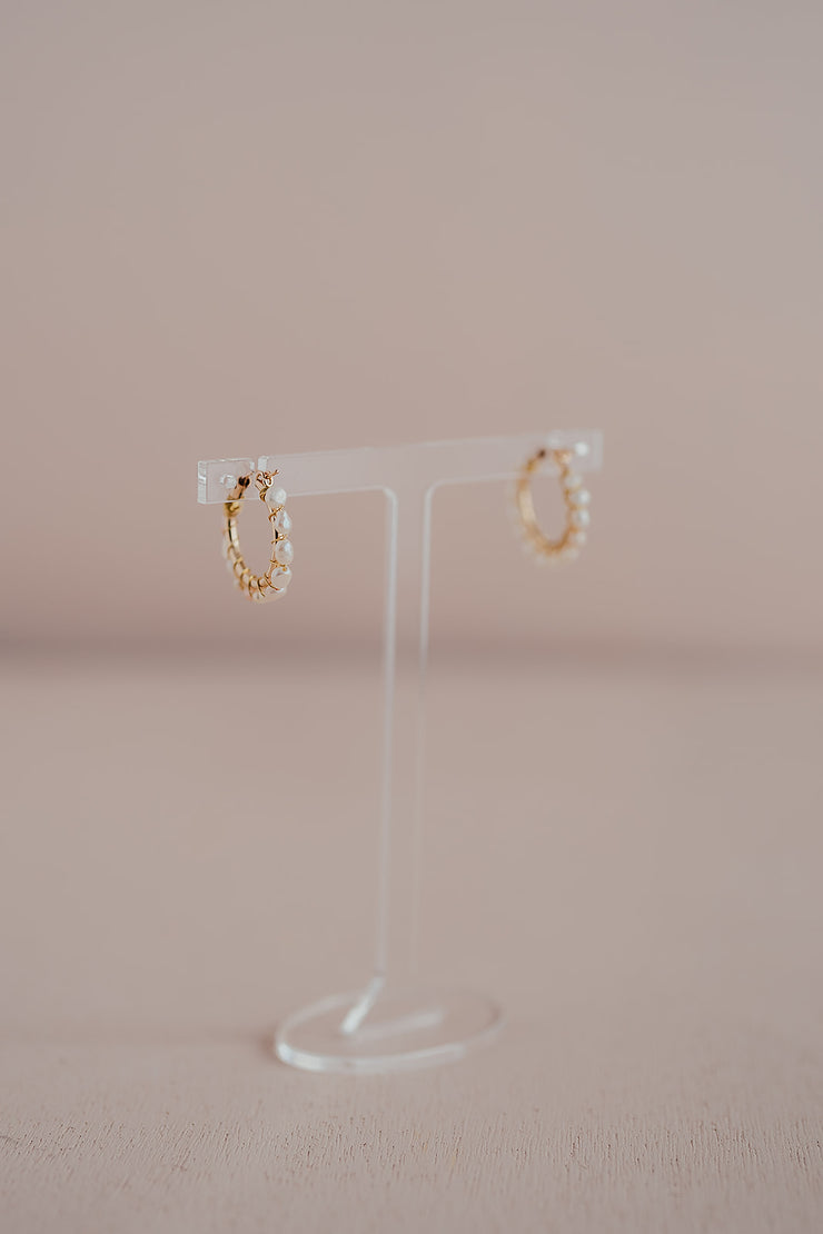 LUSTRE PEARL HOOP EARRINGS