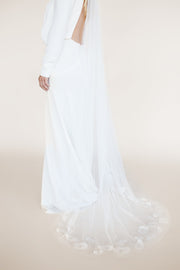 Long bridal veil with unique leopard print applique