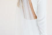 Long bridal veil with unique modern geometric pattern