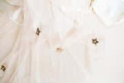 Nude colour bridal wedding veil with gold star celestial embellishment