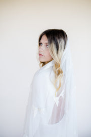 Bird embroidered silk wedding veil