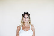 Beaded bridal halo headband headpiece with Swarovski crystals