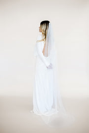 Glitter embellished floor length wedding veil