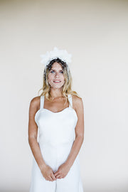 Lotus flower bridal lace flower crown headpiece