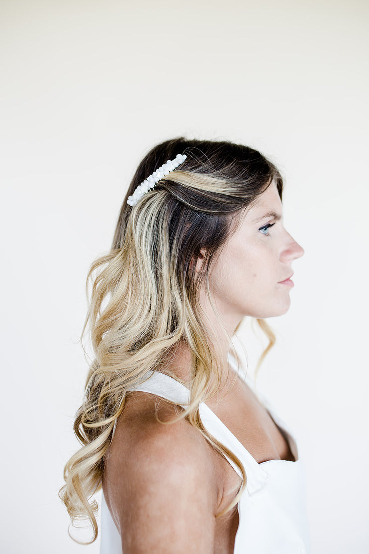Beaded bridal comb hair accessory with celestial stars
