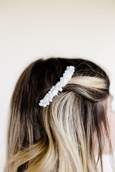 Beaded bridal comb hair accessory with celestial stars