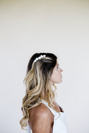 Mother of pearl bridal hair comb in heart pattern