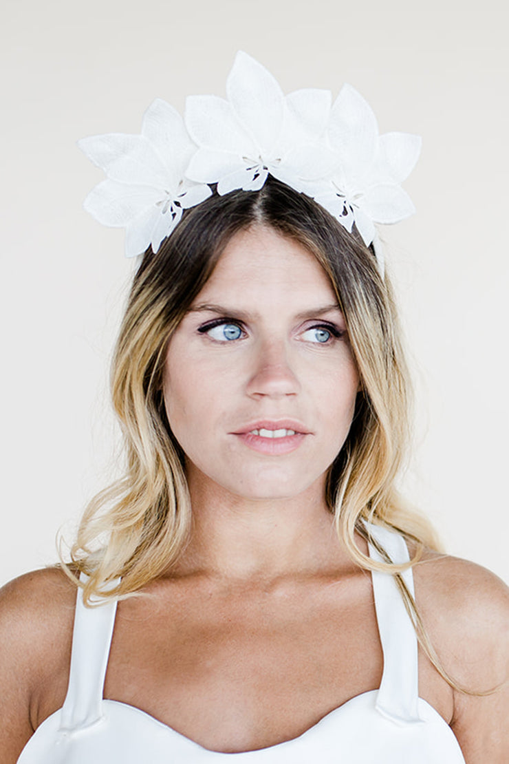 Lotus flower bridal lace flower crown headpiece