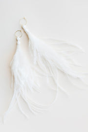 Ostrich feather statement bridal earrings