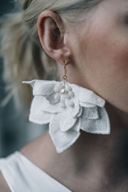 Statement bridal earrings in lotus flower lace design