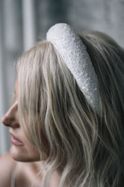 White sequin embellished padded hairband bridal headpiece