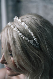 Bridal pearl and star crown headband