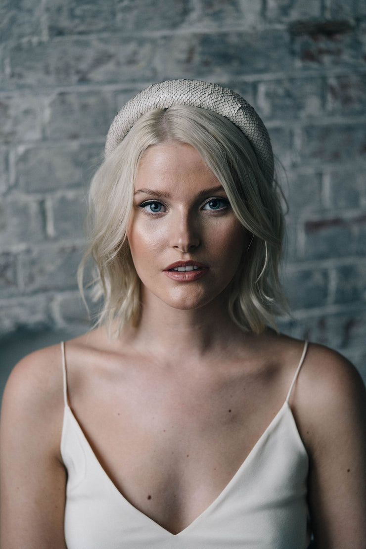 Matt sequin padded hairband modern bridal headpiece