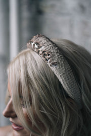Matt sequin padded hairband modern bridal headpiece
