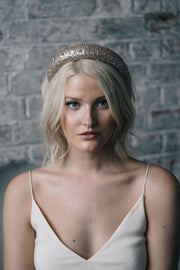 Sequin embellished padded hairband bridal headpiece with Swarovski crystals