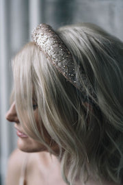 Sequin embellished padded hairband bridal headpiece with Swarovski crystals