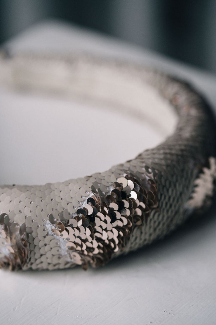 Matt sequin padded hairband modern bridal headpiece