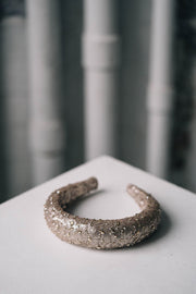 Sequin embellished padded hairband bridal headpiece with Swarovski crystals