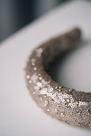 Sequin embellished padded hairband bridal headpiece with Swarovski crystals