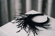 Black feather headband headpiece
