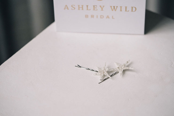 Star bridal hairpin kirby grip with sparkle celestial hair accessories