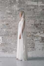 Delicate lace applique bridal veil with Swarovski crystals