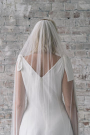 Delicate lace applique bridal veil with Swarovski crystals